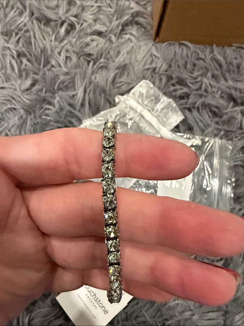Touchstone Crystal Silver-Tone Sparkling StretchTennis Bracelet